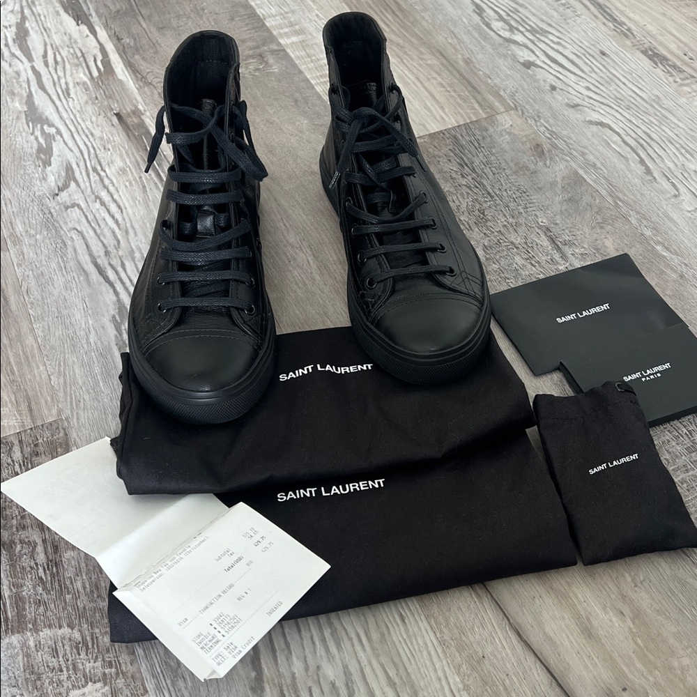 New Saint Laurent Bedford High-Tops Black Sneakers size 39 US 9 - Picture 13 of 17